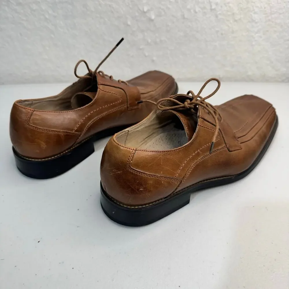 Stacy Adams Corrado Brown Leather Oxford Lace-Up Dress Shoes Square Toe Men’s 10